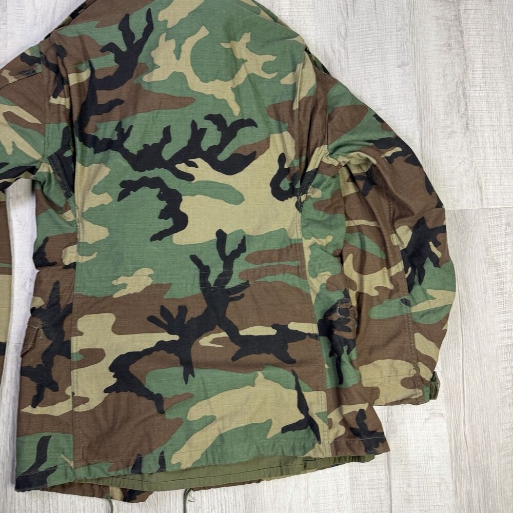 Vintage Military M65 Field Coat Jacket Small Short Cold Weather Woodland Camo - Picture 13 of 13